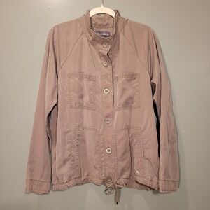 Eddie Bauer Utility Button-up Jacket 100% Tencel, Women's Size XL, Taupe